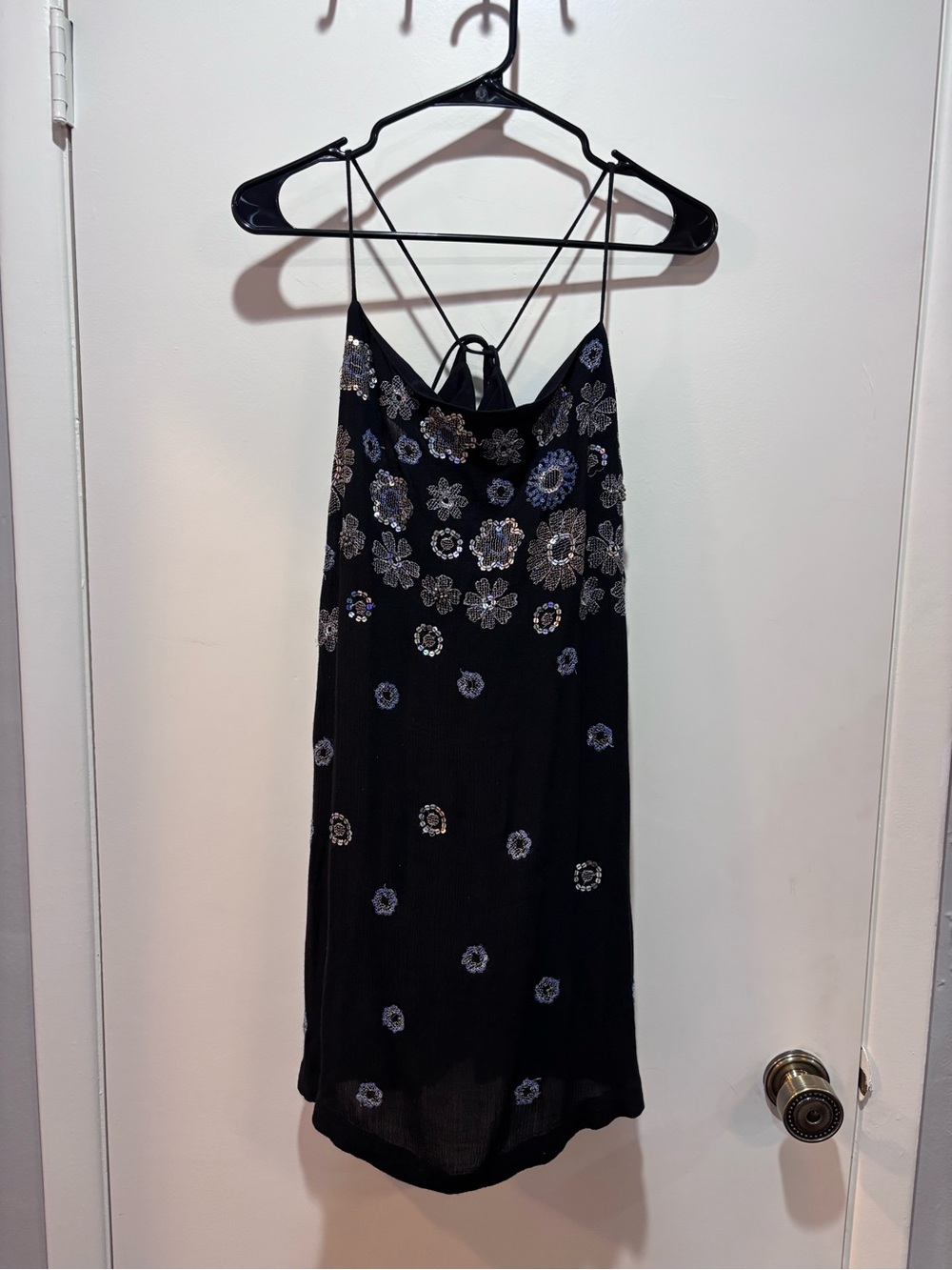 Free People Black Beaded Floral Dress